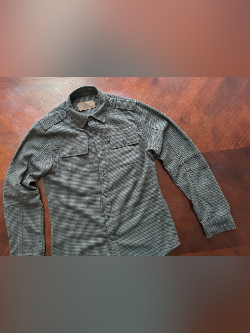 Men's Long-Sleeve Shirt Jacket in Olive 50% wool 25% rayon size s - Picture 3 of 9